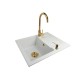 Granite sink one-part RITA + faucet BETA Gold