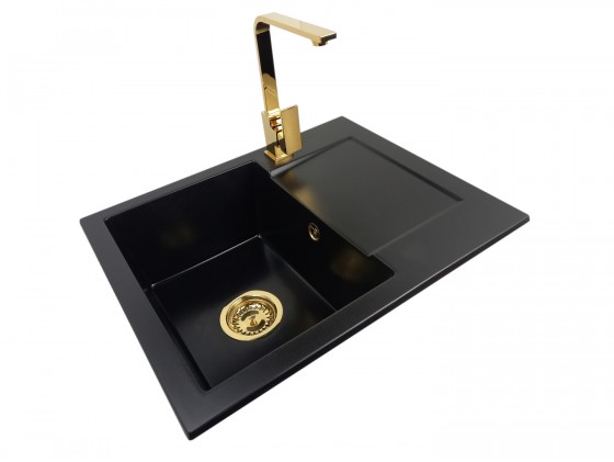 Granite sink one-part RITA + faucet Uran Gold