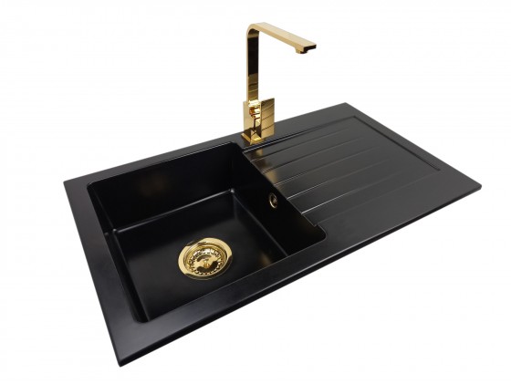 Granite sink one-part MIRA + faucet URAN GOLD