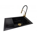 Granite sink one-part LILY + faucet NEXO Gold