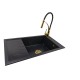 Granite sink one-part LILY + faucet NEXO GOLD