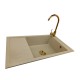 Granite sink one-part LILY + faucet BETA GOLD