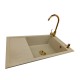 Granite sink one-part LILY + faucet BETA GOLD