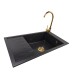 Granite sink one-part LILY + faucet BETA GOLD