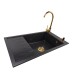 Granite sink one-part LILY + faucet BETA GOLD