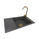 Granite sink one-part LILY + faucet BETA GOLD