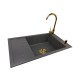 Granite sink one-part LILY + faucet BETA GOLD