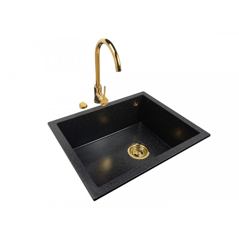 Granite sink one-part SISY + faucet BETA Gold - Casabe World