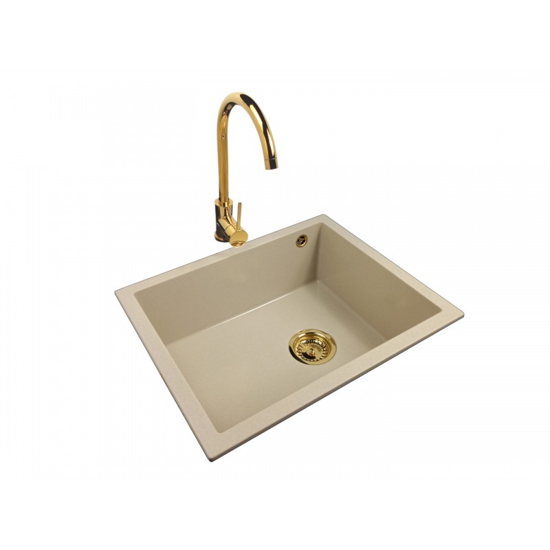 Granite sink one-part SISY + faucet BETA Gold - Casabe World