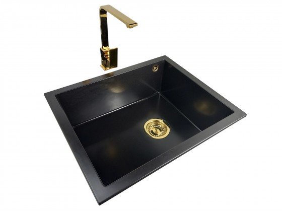 Granite sink one-part SISY + faucet URAN Gold