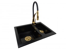 1,5-chamber granite sink GRACE + faucet NEXO Gold