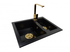 1,5-chamber granite sink GRACE + faucet URAN Gold